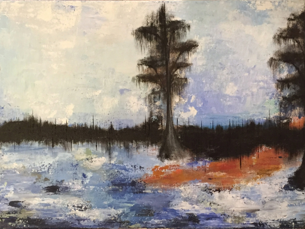 Louisiana waterscape cypress trees painting