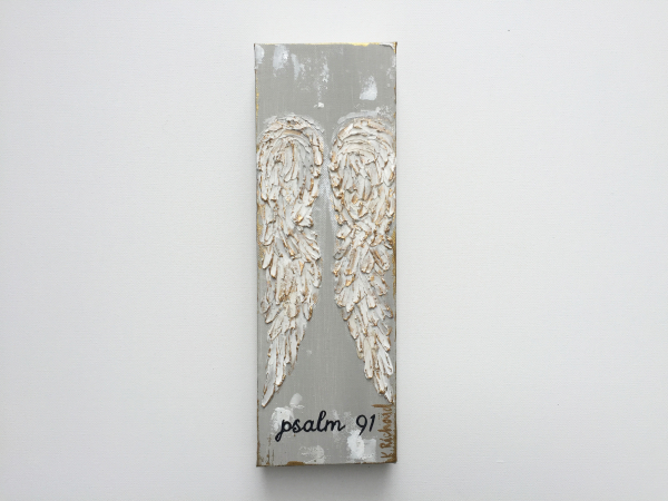 Angel wings texture painting on wood 3