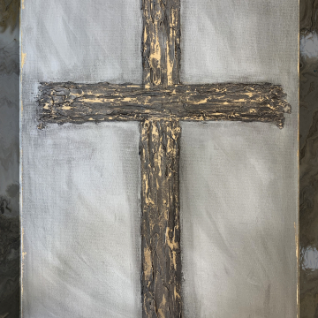 Textured Cross knife painting with heavy texture on canvas, 18x24