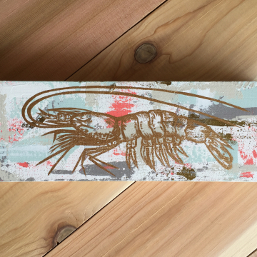 Shrimp Knife Painting, The Louisiana Collection, 4"x12", gold leafing