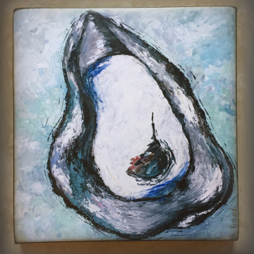 Original Oyster knife painting reproduction on wood