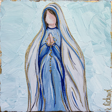 *Mother Mary with Rosary painting, 6x6, hand painted