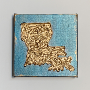 Gold texture Louisiana State Painting 6"x6"