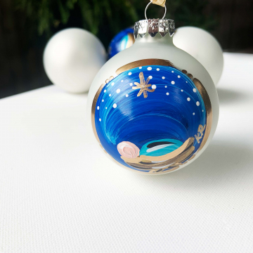 Baby Jesus Ornament, hand painted, heirloom, glass