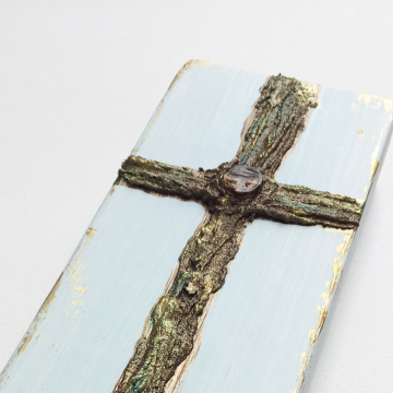 Antique gold and bronze Cross with embellishment, 4x12