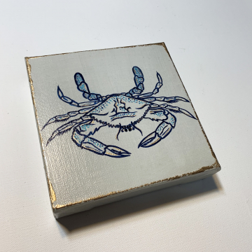 Crab, hand painted, Blue, 6x6