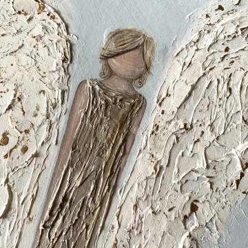 *Angel on wood, hand painted, heavy texture, 8x16
