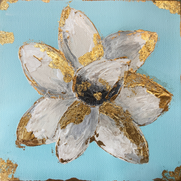 Magnolia, hand painted, heavy texture, 6x6